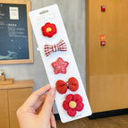 ymB2-13-14 hair clip red flowers