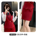 Wine red vest skirt / S