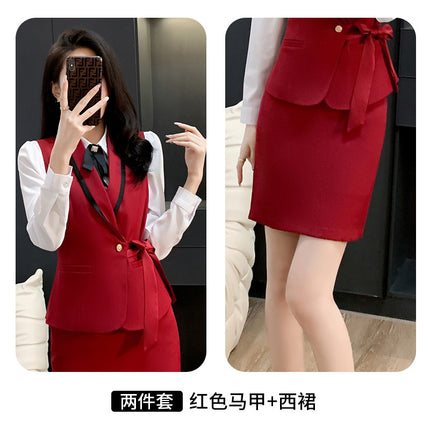 Professional suit women's waistcoat workwear hotel front desk strap vest jewelry store beautician work clothes temperament suit
