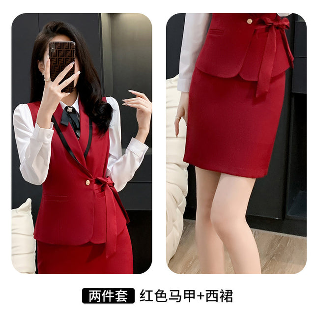 Professional suit women's waistcoat workwear hotel front desk strap vest jewelry store beautician work clothes temperament suit