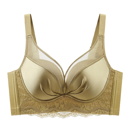 Seamless Satin Mesh Underwear Women's Medium Thick Small Chest Large Gathered Accessory Breast Anti-Sagging Non-Rim Bra