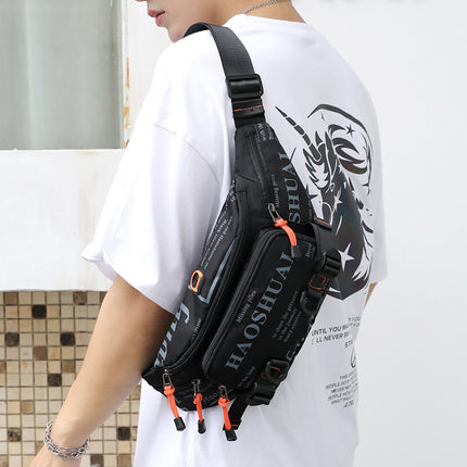 2025 Summer Large Capacity Nylon Cloth Men's Waist Bag Mobile Phone Bag Outdoor Leisure Bag Trendy Sports Crossbody Bag Wholesale