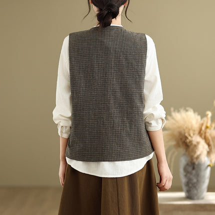 Official Figure 2025 Spring Japanese Vintage Green Vest Women's Early Spring Casual All-match Sleeveless Vest Vest Jacket