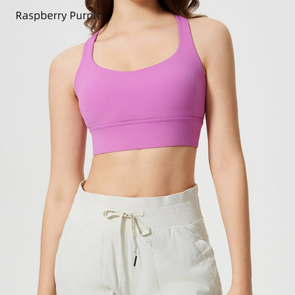 Cross-border Naked Cross-back Fitness Yoga Bra High Strength Shockproof Running Sports Underwear for Women S2010