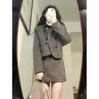 Woolen skirt + jacket [suit] in stock / S recommend 42.5kg-47.5kg