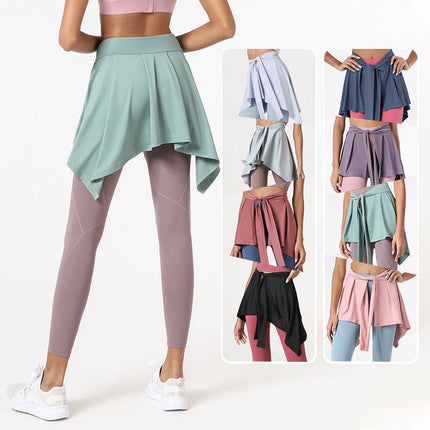 Yoga Hip Covering Skirt Sports Fart Covering Curtain Quick-drying Fitness Skirt Shawl Running Lace-up Anti-light Skirt