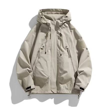 2025 Men's Jacket Spring and Autumn New Trendy Brand Loose Workwear Windproof and Waterproof Jacket Hooded Mountaineering Jacket