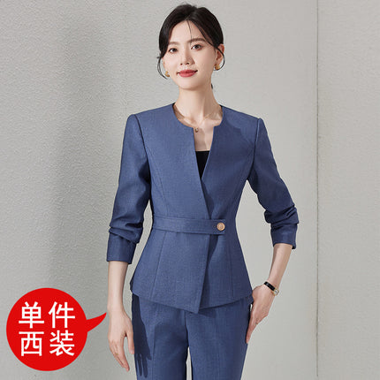Black Suit suit Women's Spring and Autumn New Professional Fortress Jewelry Gold Shop Tooling Front Desk Reception Sales Work Clothes