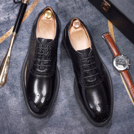 Elegant Men's Business Dress Shoes High Quality Natural Full Cow Leather Men Social Modern Office Pointed Toe Oxford Shoes