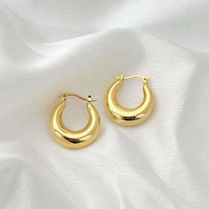 Cross-Border Exaggerated Metal Texture Geometric Simple Circle Earrings Niche Design Fashionable Elegant Oval Earrings
