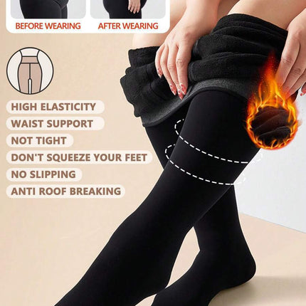 Cross-Border Popular Micro-Pressure Black Leggings 200g Fleece-Lined Thickeneded Large Size Women's One-Piece High-Waisted Pantyhose