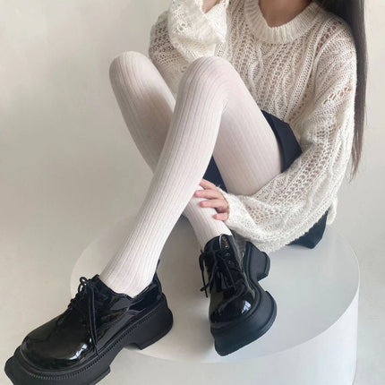 Autumn and Winter Fashion Vertical Stripe Leggings Cotton Warm Slim-fit Slimming Pantyhose All-match Simple Base Trendy Socks for Women
