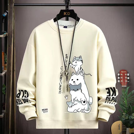 Spring and Autumn New Sweatshirt Men's Loose Trendy Brand Youth Student Long-Sleeved Bottoming Shirt Couple Wear Round Neck Top