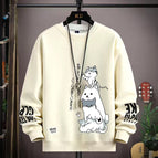Round neck sweatshirt kitten apricot / (s size) weight 70-85