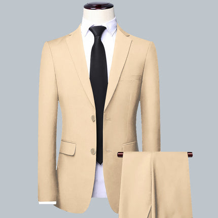 Light Luxury Small Suit Men's Business Casual Professional Formal Wear Groom Wedding Dress Slim Work Suit Jacket Trendy