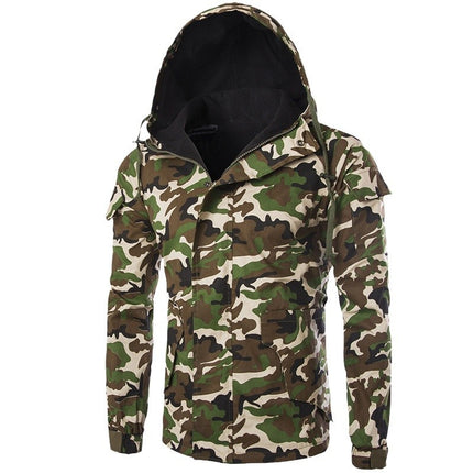 Foreign Trade Hot New Cotton Coat Winter New Camouflage Style Men's Slim-fit Zipper Casual Sports Hooded Cotton Coat