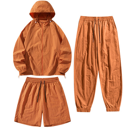 Sun Protection Clothing Set Upf50+ Cool-Touch Ice Silk Original Yarn Hooded Breathable Nylon Ice Silk Outdoor Skin Protection Clothing Shorts