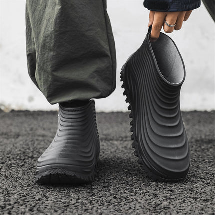 Rain Boots for Men, Outdoor Wear, Trendy Low-Cut Rain Boots, Wading Non-Slip Rain Boots, Men's Short-Tube Waterproof Rubber Shoes, New Water Shoes