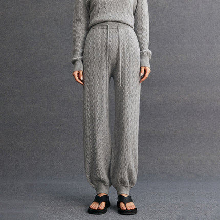 Autumn and Winter Versatile Cashmere Women's Fashion Casual New Simple Urban Cable Cashmere Pants Sweatpants Retro Style