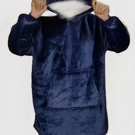 Cross-Border New Men's and Women's Pullover Solid Color Composite Velvet Cold-Proof Clothing for Couples Outdoor Home Clothing Warm Hooded Pajamas