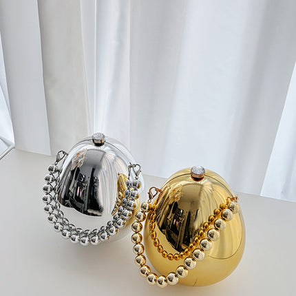Cross-border New Oval Mirror Goose Egg Bag 2024 Autumn New Women's Fashion Cosmetic Bag Chain Crossbody Women's Bag