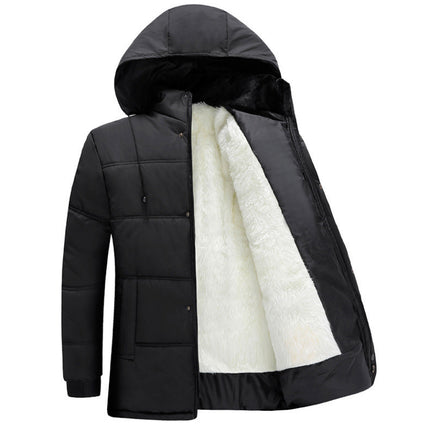 Cross-Border Foreign Trade Volume Winter New Men's Fashion Trendy Dad's Wear Middle-Aged Hooded Thickened Cotton Jacket