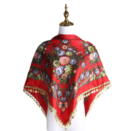 Amazon Cross-border New Gorgeous Golden Sequins Advanced Scarf Double-sided Warm Windproof Multifunctional Triangle Towel