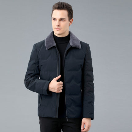 genuine goods Down Jacket Men's Short 2024 New Fashion Laps Business Casual Warm Removable Wool Collar Jacket