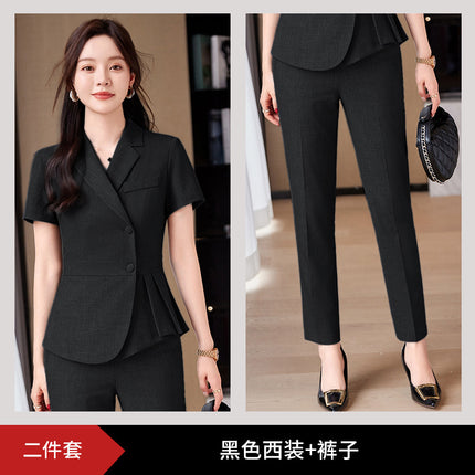 Formal wear women's suit suit fashionable elegant high-end business wear goddess style summer suit hotel front desk work clothes