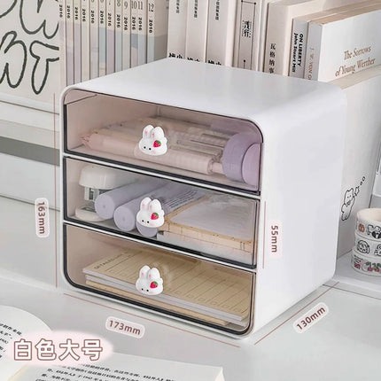 Cute Desktop Transparent Drawer Type Storage Box Student Desk Stationery Finishing Box Office Sundries Storage Box