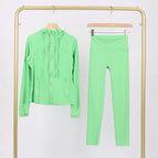 Jungle green hooded steel seal jacket nine-point pants suit / 10/XXL