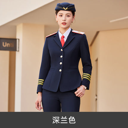 [Stewardess Uniform] Female Spring and Autumn Performance Air Railway Drum Suit Performance Work Clothes Fashion Professional suit