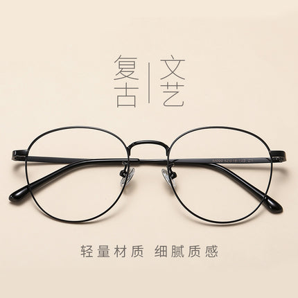 in stock anti-blue light flat mirror plain metal eye frame non-magnetic titanium adjustable degree artistic myopia mirror frame