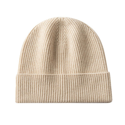 Thickened Cashmere Knit Hat for Men, Solid Color Versatile Beanie, Casual Turban Hat, Outdoor Cycling Cold Hat