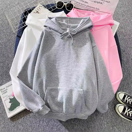 Southeast Asia Autumn and Winter fleece-lined Light Board Korean Style Loose Men's and Women's Sweater Solid Color Loose Version Student Pullover Hoodie
