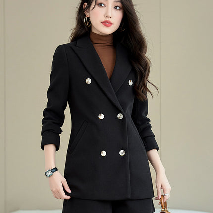 High-end Spring and Autumn Small Suit Jacket Women's Suit Business Wear Temperament Goddess Fan Fashion Dress OL Black Work Clothes