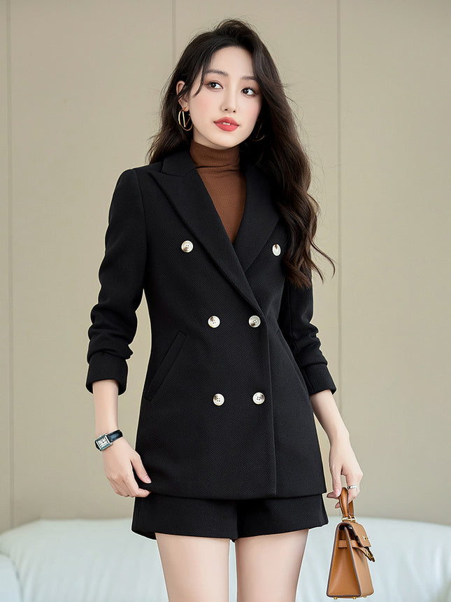 High-end Spring and Autumn Small Suit Jacket Women's Suit Business Wear Temperament Goddess Fan Fashion Dress OL Black Work Clothes