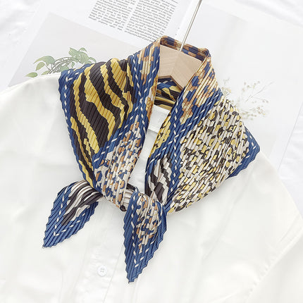 New wrinkled small square scarf female Korean imitation silk printed wrinkled small scarf Joker scarf decorative scarf wholesale
