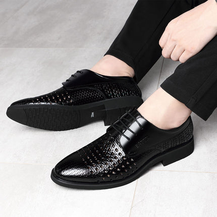 Ba Totem Summer Men's Shoes Genuine Leather Hollow Breathable Leather Shoes Men's Shoes Men's Korean Fashionable Business Dress Shoes Men's
