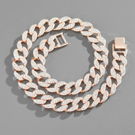 European and American jewelry popular Cuban chain necklace fashion hip hop necklace factory wholesale with diamond Cuban chain foreign trade exclusive