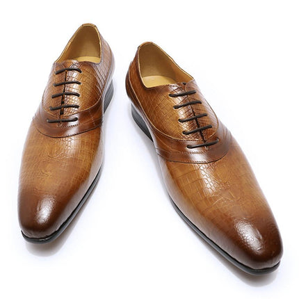 Men's Shoes Cross-Border Large Size New Casual Leather Shoes Cowhide Fashion Men's Business Formal Leather Shoes Trendy Retro Wedding Shoes