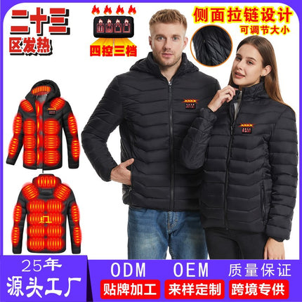 Cross-Border Heated Cotton Jacket with Hood, Smart Heating Cotton Clothing, Adjustable Size, Winter Thermal Electric Heating Cotton Jacket