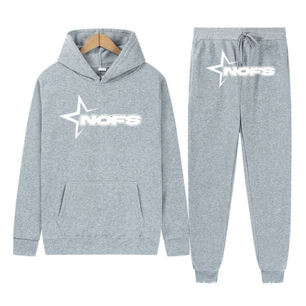 Y2K New Long Sleeve Noes Hoodie Suit Sweatshirt Two-Piece Punk Band Rock Clothing Streetwear