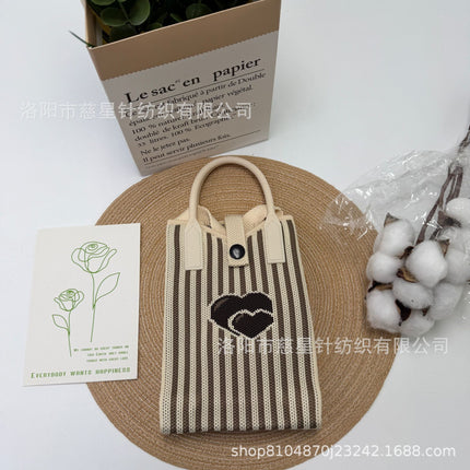 Girl's Heart-Shaped Knitted Crossbody Bag