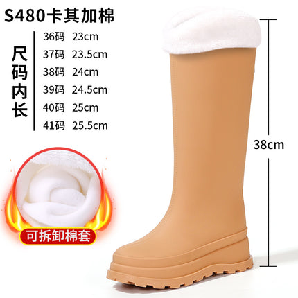 2025 Cross-Border Korean Style Outdoor Versatile Rain Boots for Women, Fashionable Outer Wear, Cotton Waterproof Anti-Slip Rain Boots for Women