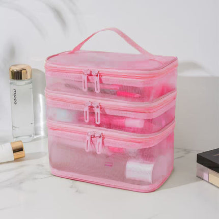 Mesh Cosmetic Bag, Large Capacity, Cosmetic and Toiletries Cosmetics Bag, Travel Cosmetics Bag, Portable and Printable Logo