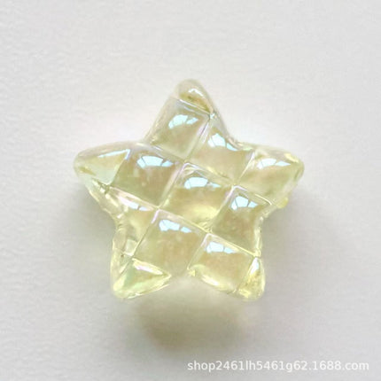 Exquisite, Compact, Transparent, Color-Plated Waffle Five-Pointed Star/Heart Loose Beads DIY Mobile Phone Chain Bracelet Chain Accessories