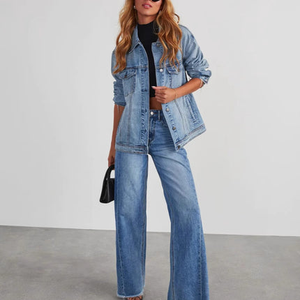2025 European and American Cross-Border New Products Amazon Loose Wide-Leg Side Seam Patchwork Frayed Hem Jeans for Women 32150
