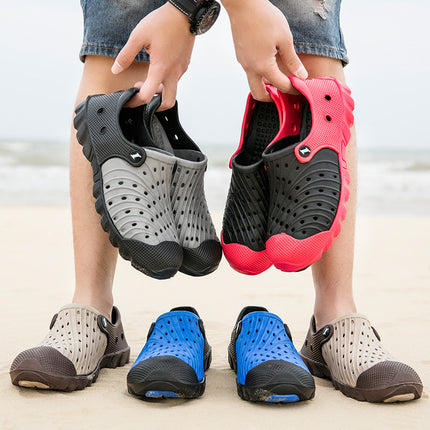 Hole Shoes Men's Summer Baotou Sandals and Slippers Dual-use plus size All-match Soft-soled Garden Shoes Outer Wear Beach Shoes Men's Sandals