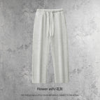 Straight pants - floral gray / S